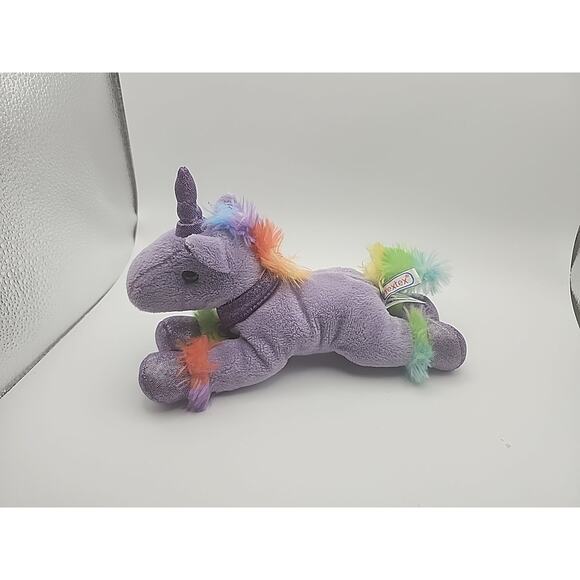 Prextex Purple Rainbow Unicorn 8.5" Plush Sparkly Stuffed Animal Pretend Play - Picture 1 of 6